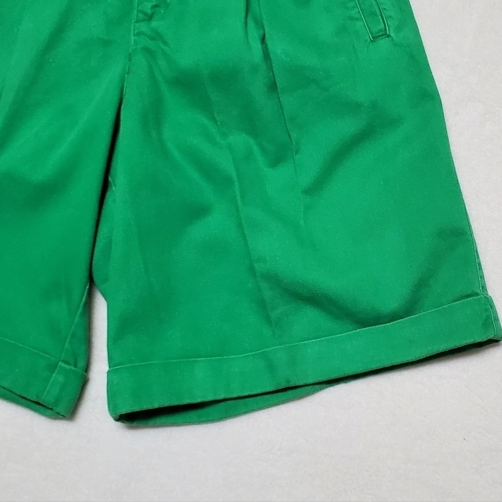 VINTAGE LizSport Green Extra High Rise Pleated Waist Wide Leg Loose Fit Shorts - Picture 6 of 14